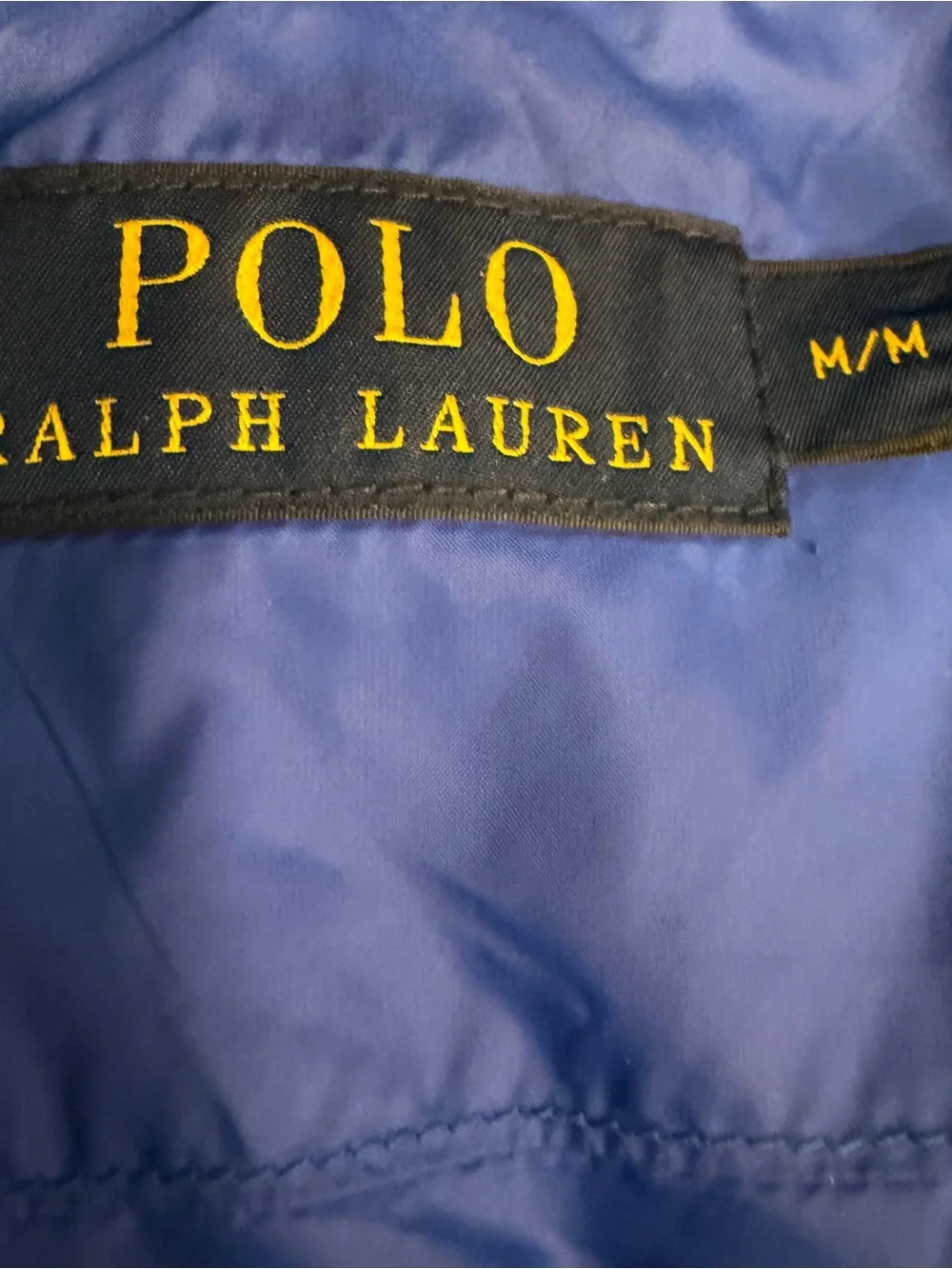 Polo Ralph Lauren Vest Medium Blue Hooded Down Puffer Big Pony USA Ski PRL 67
